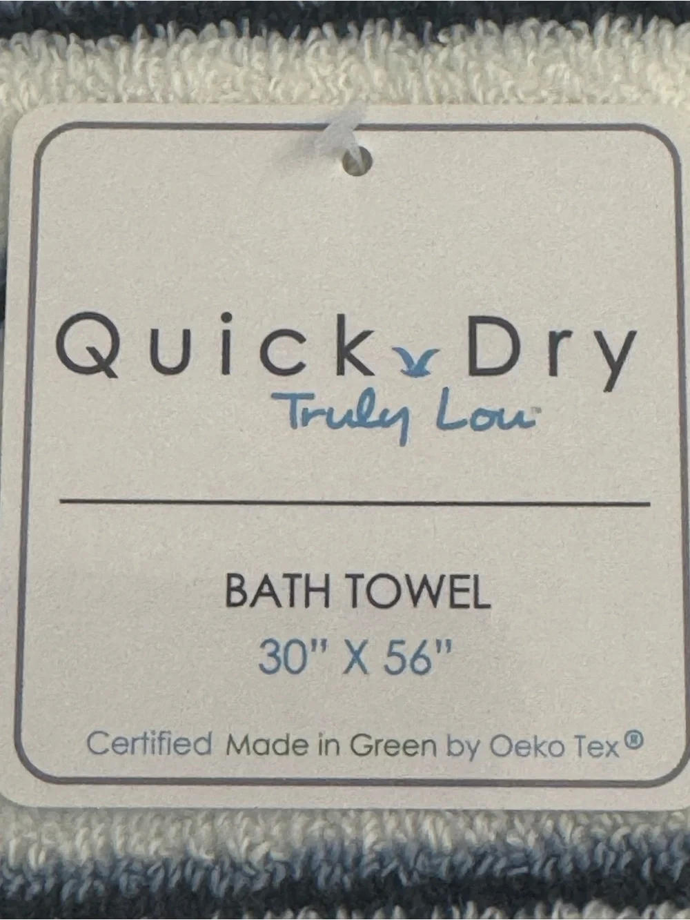 TRULY LOU Quick Dry Striped 8pc Zero Twist Cotton Bath Towel Set - Navy/White
